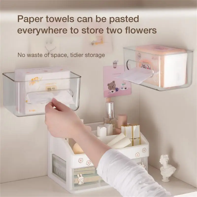 

Multifunctional Tissue Box Household Mask Storage Box Large-capacity Perforation-free Storage Box Organization Storage Mask 2023
