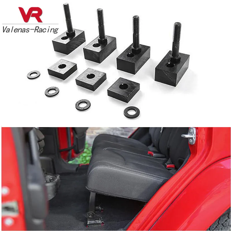 

1 комплект, 4-дверные Распорки + болты для заднего сиденья Jeep Wrangler JK с болтами и шайбами из черного алюминия для 2007-2018 Jeep Wrangler