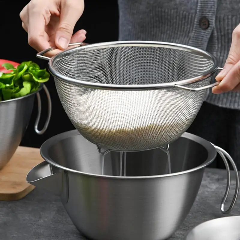

Stainless Steel Colander Bowl Kitchen Colanders Food Strainers for Pasta Spaghetti Berries Veggies Fruits Noodles Salads Washing