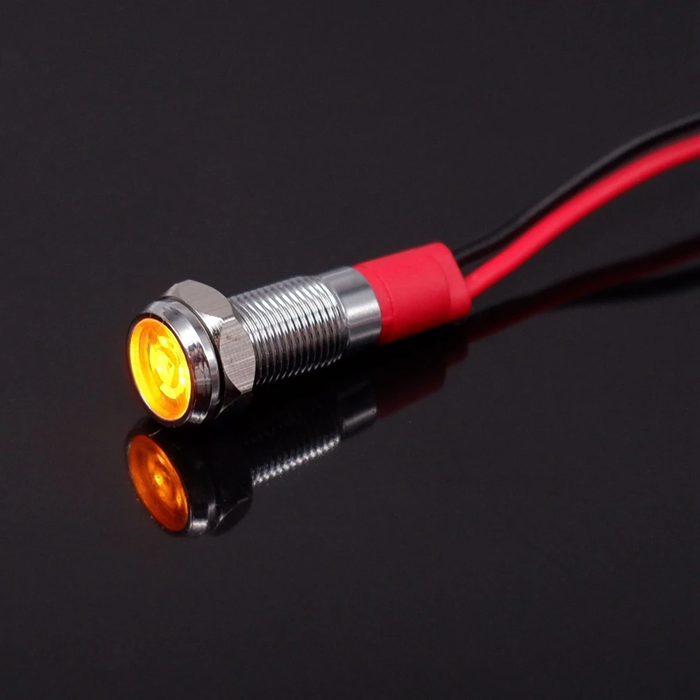 

1 шт. 6 мм светодиодный металлисветильник Индикатор сигнальная лампа мини 6 в 5 в 12 В 24 В 220 В с проводом красный оранжевый синий зеленый белый