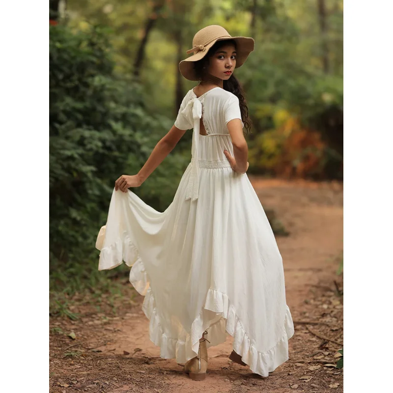 Хлопковые кружевные Длинные платья большого размера в стиле принцессы для