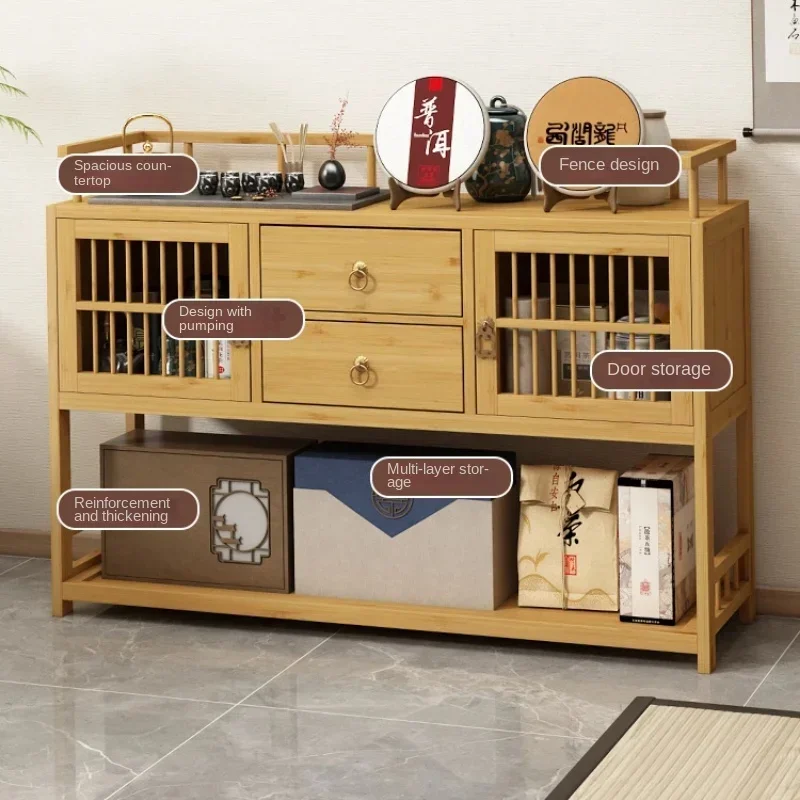 Многофункциональный бамбуковый чайный шкаф деревянная полка для хранения
