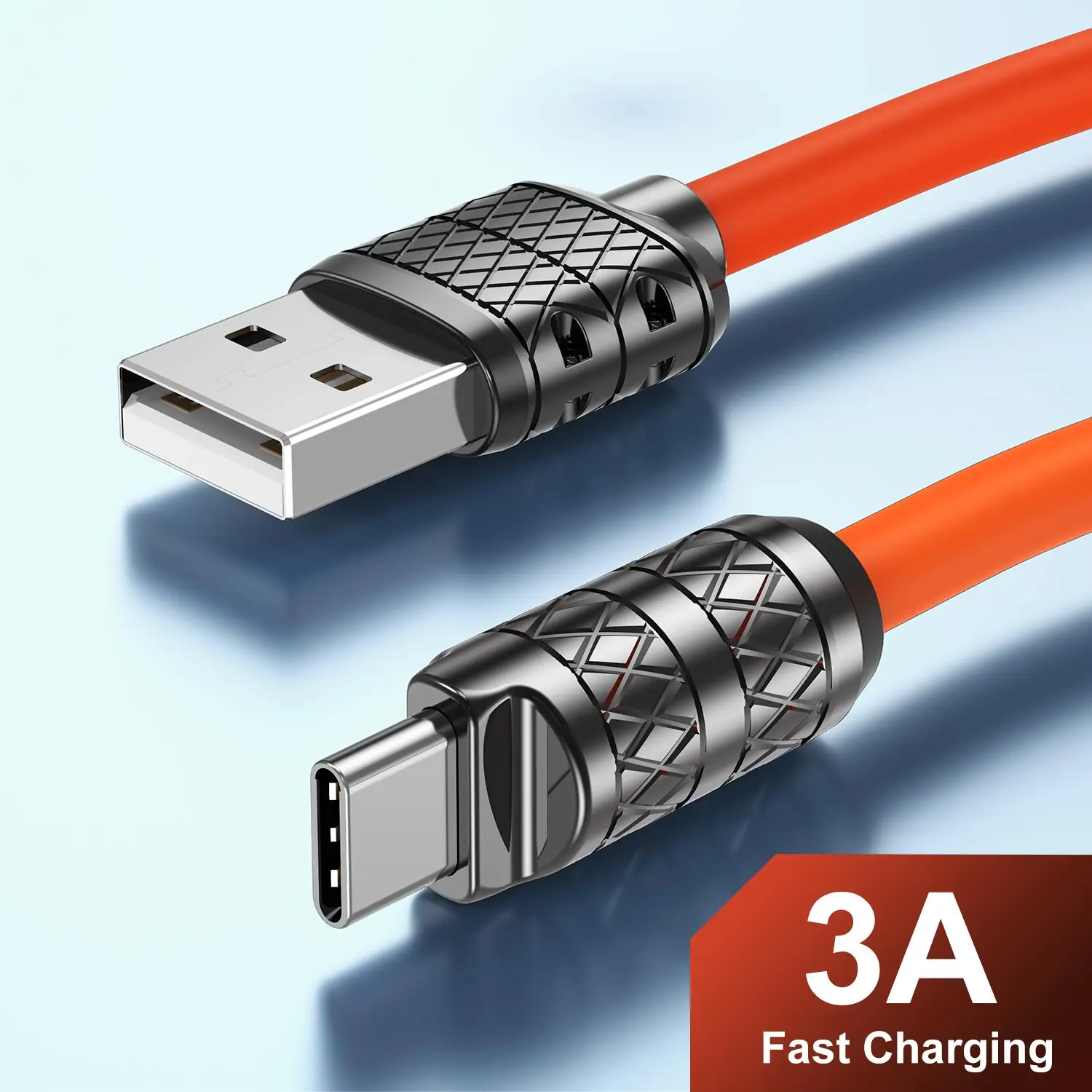 Супербыстрый зарядный кабель UKGO 3A яркий силиконовый USB-кабель типа C для Xiaomi Huawei