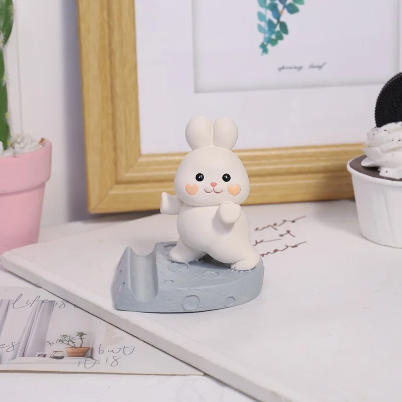 Creative and practical cute cartoon rabbit mobile phone bracket student lazy desktop tablet bracket resin decoration gift