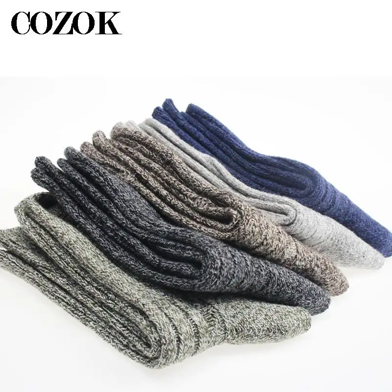 5 Pairs Mens Socks With Wool Twist Double Needle Socks Line To Increase Men Socks Long Thick Warm Winter Sock Calcetines Hombre