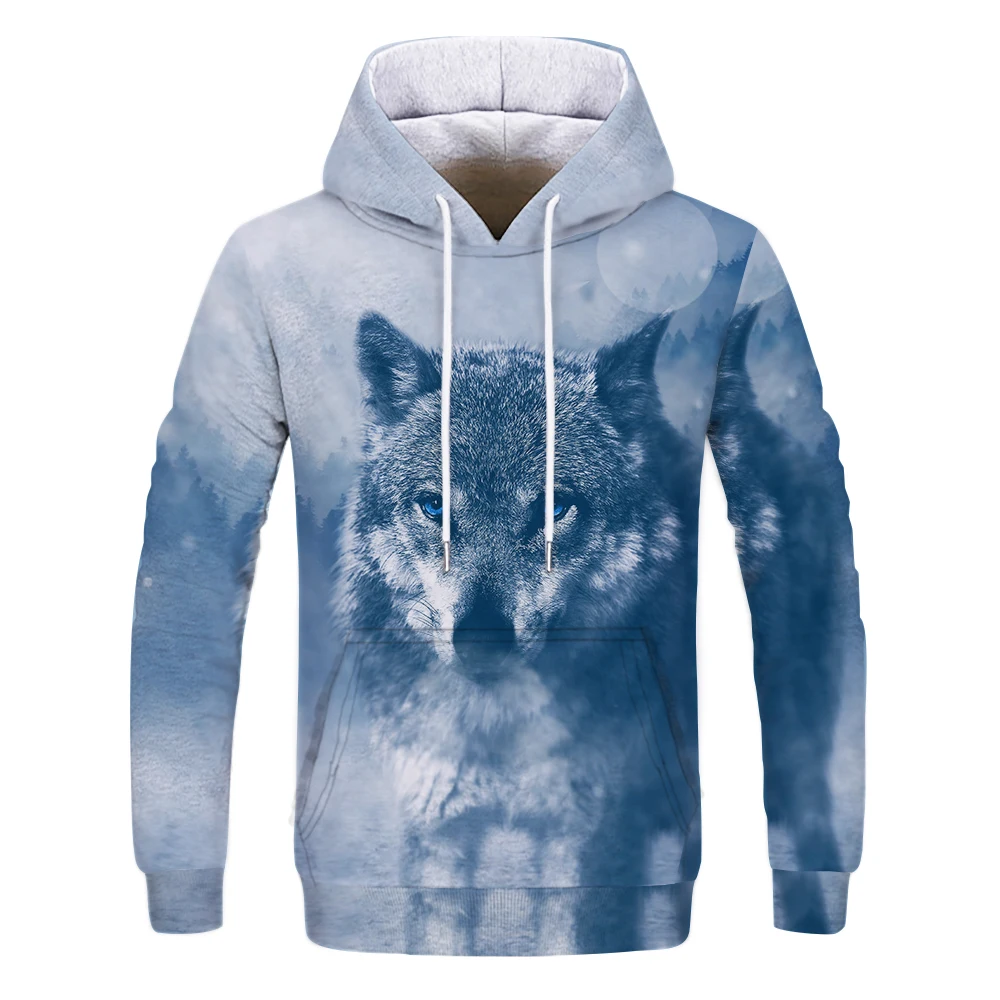 Moletom com capuz lobo júnior masculino 3D impressão digital moda rua solta animal engraçado hip hop casual pri