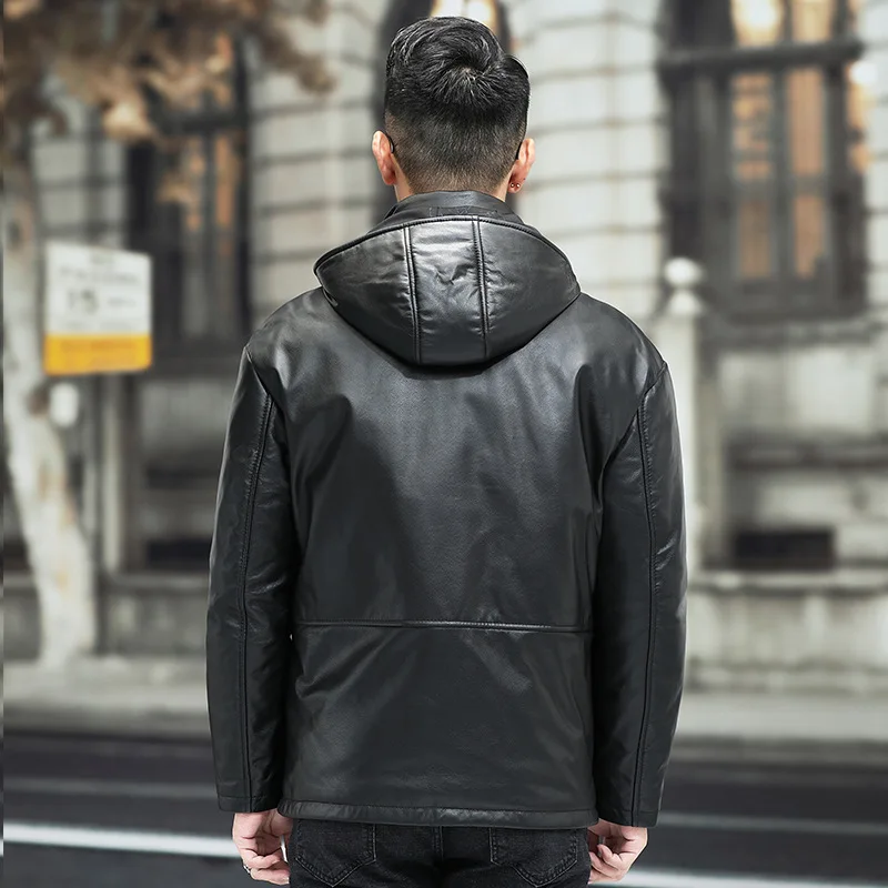 Новая мужская куртка из воловьей кожи зимняя повседневная мотоциклетная парка