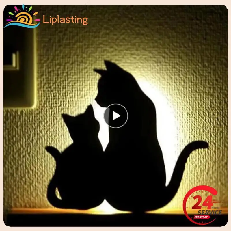 

1 ~ 8 шт., светодиодная Проекция 3D, ходячая кошка, тень, настенный светильник с датчиком, звуковым управлением, детское домашнее мигающее украшение, детский светящийся светильник