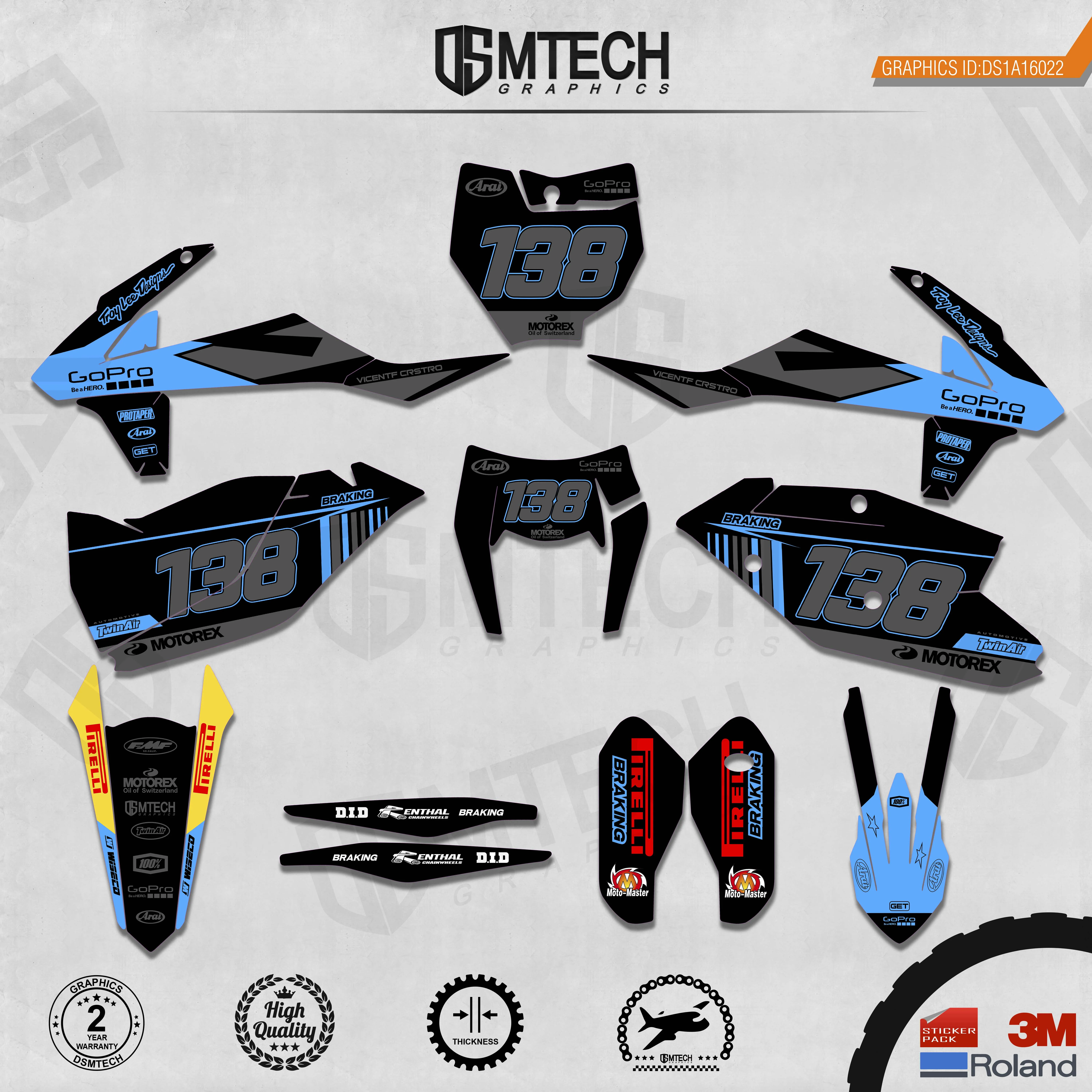 DSMTECH Customized Team Graphics Backgrounds Decals 3M Custom Stickers For KTM 2017-2019 EXC 2016-2018 SXF  022