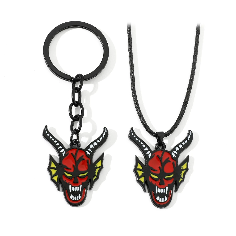

Anime Hellfire Club Stranger Things Metal Enamel Keychain Pendant Creative Fashion Key Chain Car Keys KeyRing Gifts For Men