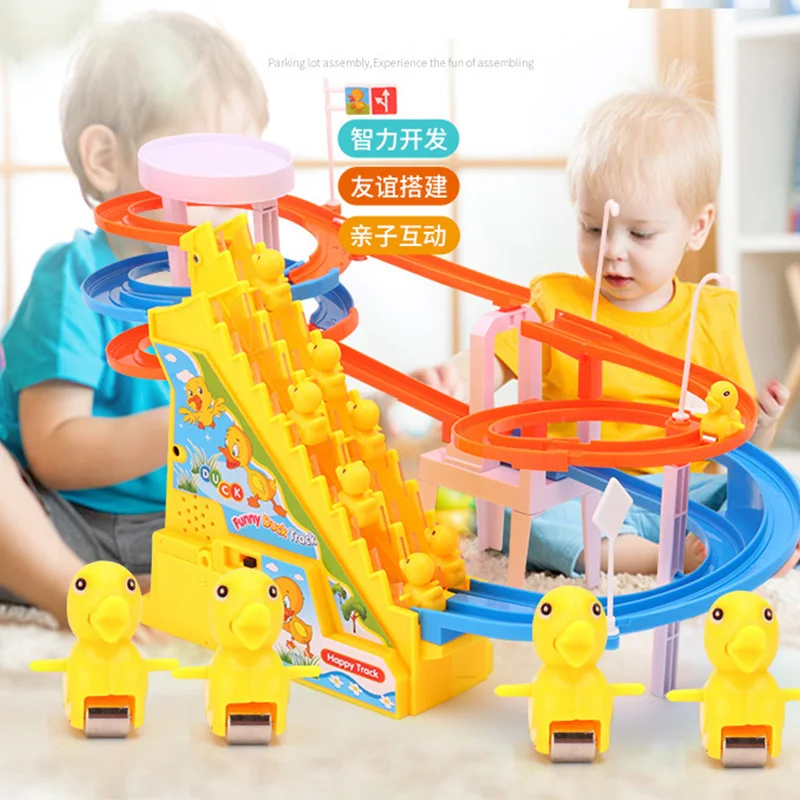 

Creative Funny Electric Light Music Amusement Climb Stairs Track Toy Penguin Climbing Staircase Educational Toys for Children