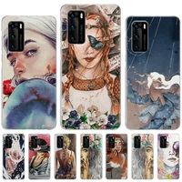 art painting case for huawei p50 p40 p30 p20 p10 lite printing pattern cover for huawei mate 20 10 pro anti fall coque