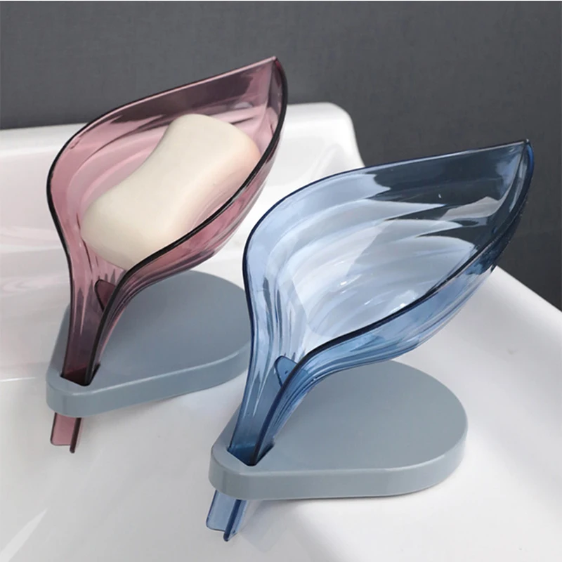 

Creative Household Bathroom Leaf-shaped Soap Rack Free Punch Sucker Soaps Box Non-slip Drainage Drain Rack Soap Box