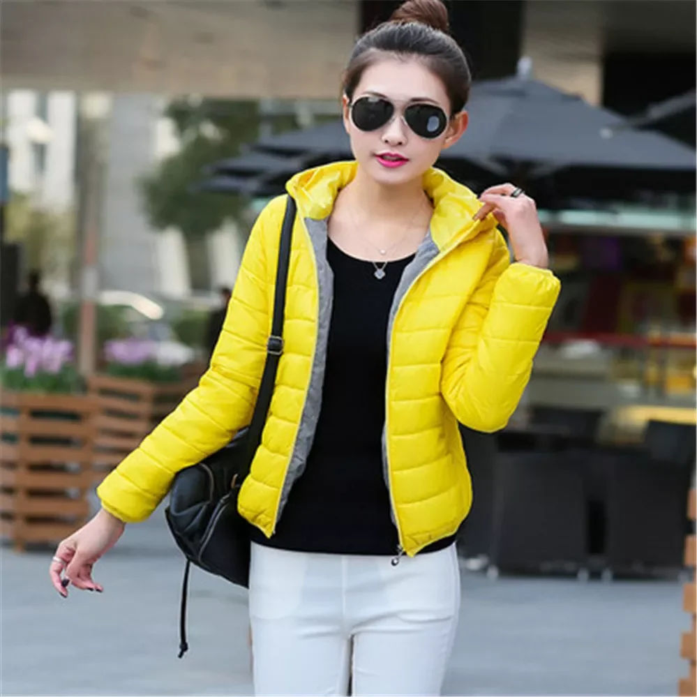 New2022 winter Candy-colored cotton-padded jacket women fashion casual hooded down padded jacket thickened jacket short womens