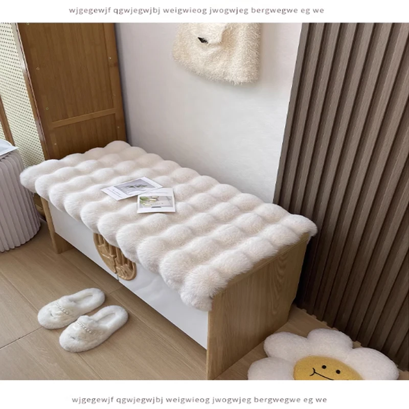 

Winter Soft And Thick Plush Rectangular Cushion Solid Wood Sofa Card Cushion Shoe Stool Cushion Home Decoration Multiple Sizes