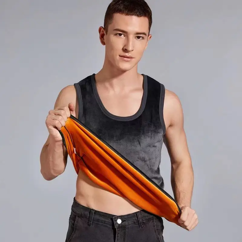 2PCS Warm Vest For Man Keep Warm Underwear Men Vest Men's Winter Thermo Shaping Large Size Male Vest Comfortable With Velvet