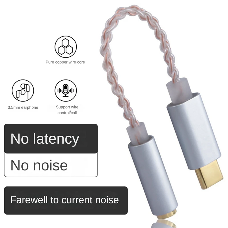 Фото Hi-Fi DAC усилитель для наушников USB Type C до 3,5 мм аудиоадаптер для наушников 32 бит 384 кгц цифровой декодер №3