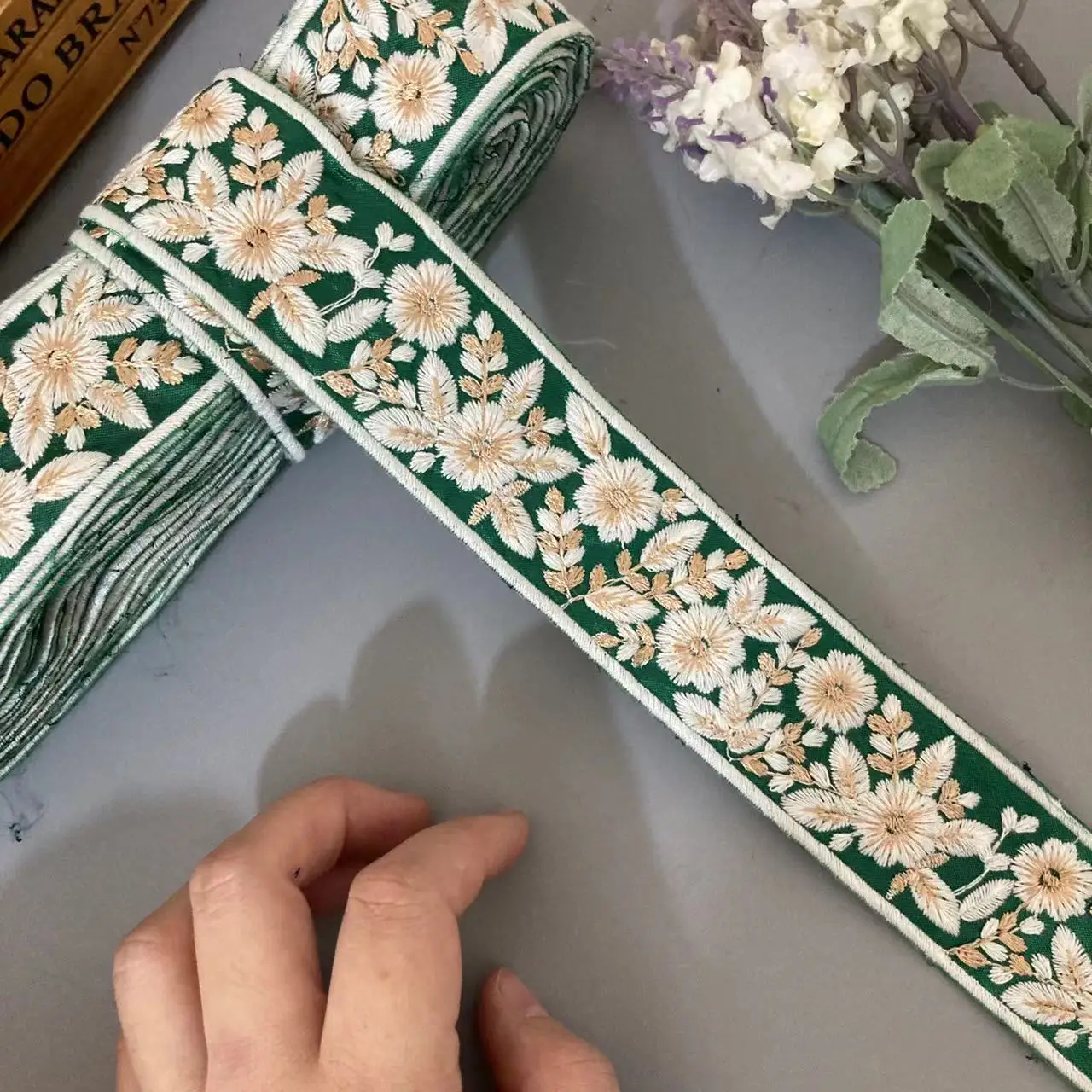 1 ярд ширина 3 6 см зеленая кружевная лента с вышивкой в этническом стиле отделка