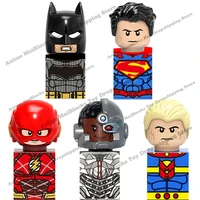 xh0167 plastic batman superman cyborg the flash mini action toy figures building blocks assembly toys for kids birthday gifts
