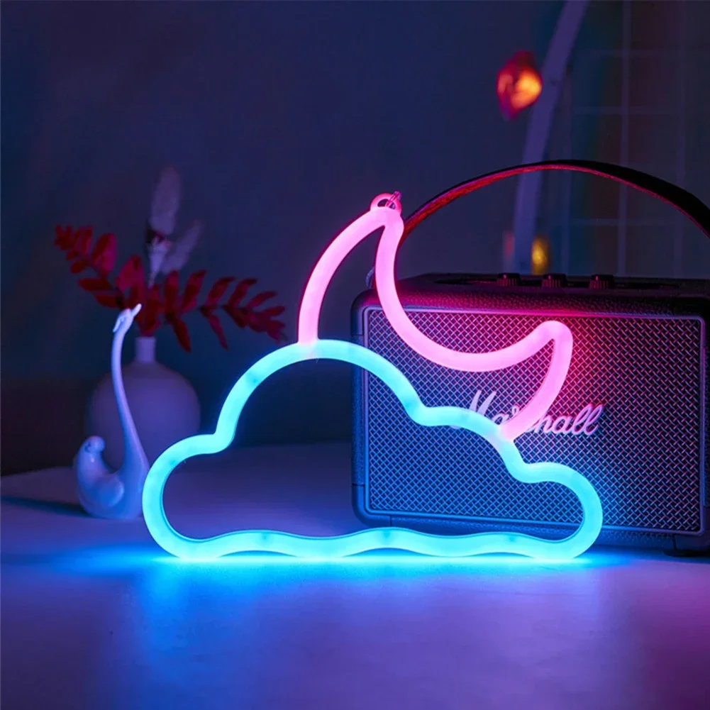 Светодиодный неоновый свет вывеска для украшения стены комнаты лампа Sky Star Cloud Moon