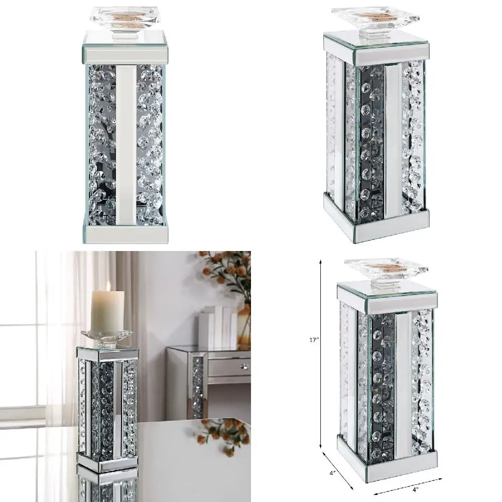 

Gorgeous Nysa Mirrored & Faux Crystal Accent Candleholder