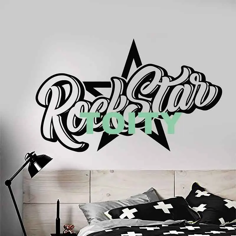 Настенная Наклейка Rock n Roll виниловая переводная картинка для магазина