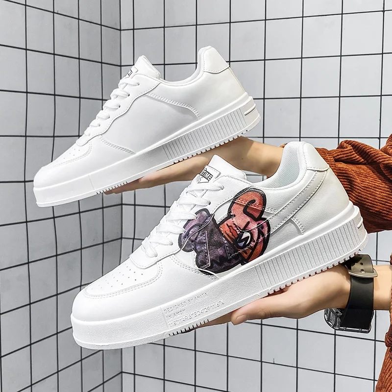 New Arrivals Men White Sneakers Trendy Leather Sport Shoes Breathable Summer Light Fashion Footwear Autumn Mens Flat Shoes China