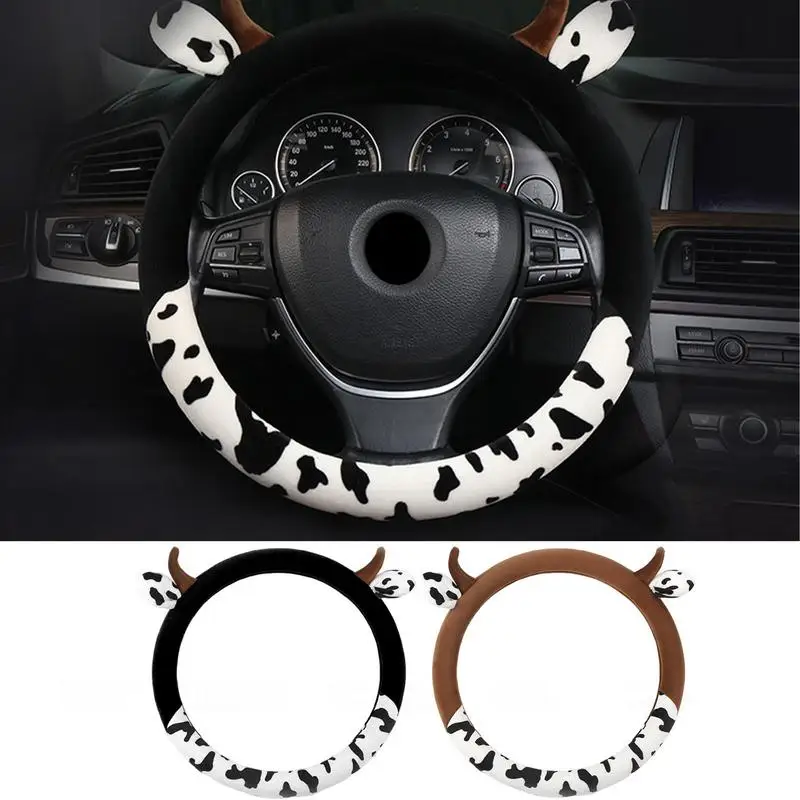 

Car Steering Wheel Cover Sweat Absorption Car Steering Wheel Accessories Cow Horn Design Wrap for Steering Wheel for SUVs Car
