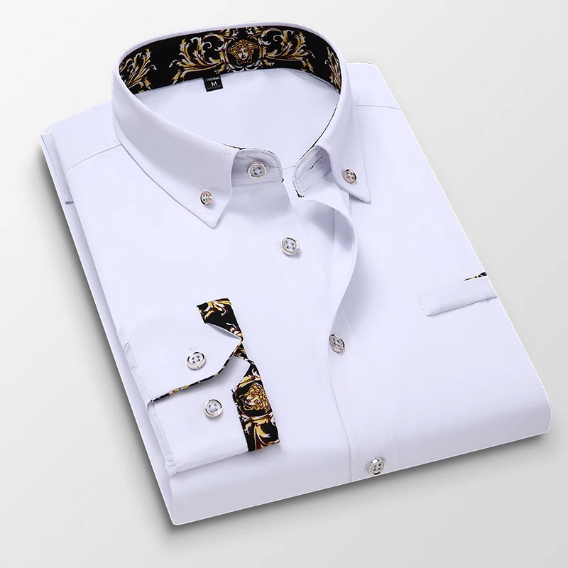 Men's clothing Arrival Men Shirt Fashion Causal Long Sleeved Male Dress Social Business Brand Shirt Soft Weeding White Shirts