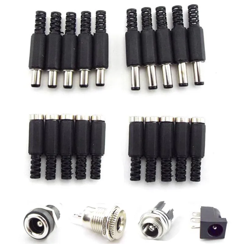 

5/10pcs DC female male jack Socket Power supply Plug Connectors 5.5mm x 2.1mm 5.5x2.5mm male Adapter Wire 5525 5521 Terminal