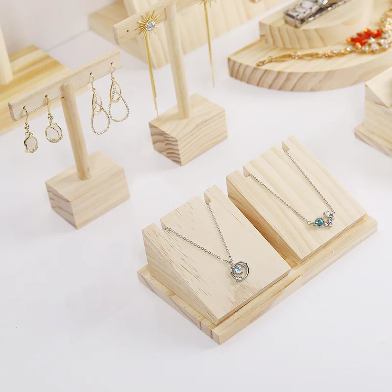 Jewelry Shop Window Solid Wood Jewelry Display Stand Jewelry Storage Display Set Pendant Necklace Bracelet Ring Display Stand