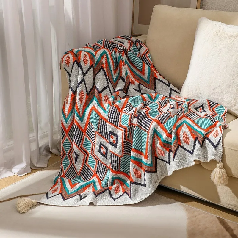 

Sofa Cover Blanket Air Conditioning Environment Four Seasons Universal Nap Blanket Decorative Ethnic Wind Bed Tail Blanket Koc