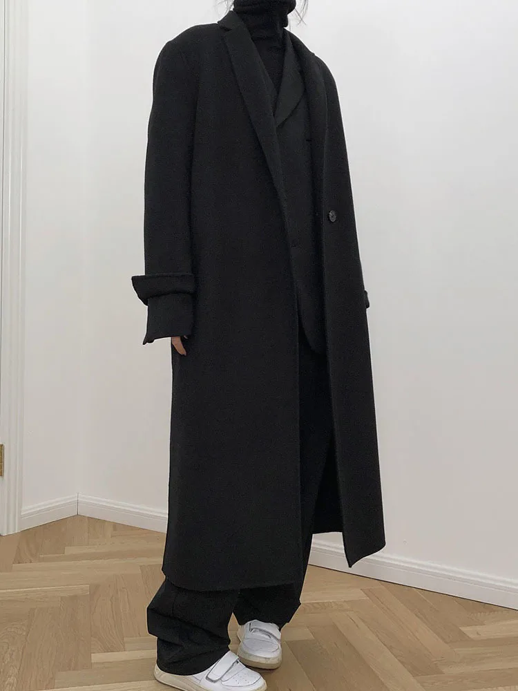 Шерстяное двустороннее Женское пальто BZVW Ofice однотонное модное с лацканами и