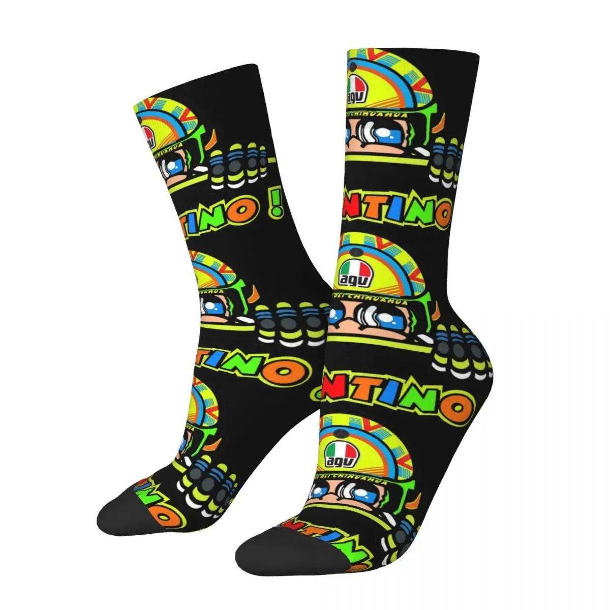 Hip Hop Retro Retire Rossi Artwork Crazy Men's Compression Socks Unisex Moto Gp Rossi Harajuku Seamless Printed Crew Sock Gift