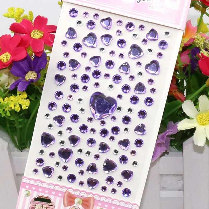 Heart-shape 3D Face Eyes Decorations Temporary Tattoos Acrylic Crystal Diamond Rhinestone Gem Nail Art Stickers Fake Tattoo - купить по