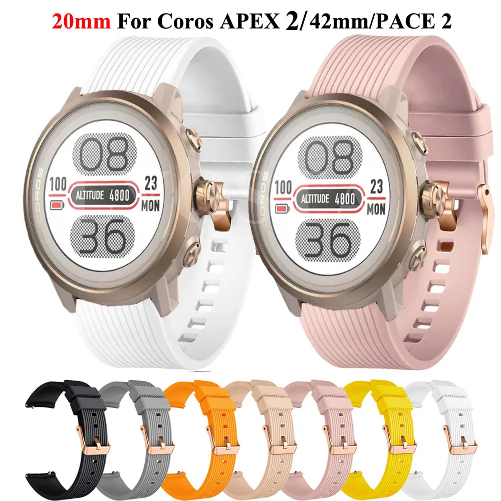 

20mm Silicone Replacement Wrist Band For COROS APEX 42mm APEX2 Strap Watchband COROS APEX 2 PACE 2 for SUunto 3 Fitness Bracelet