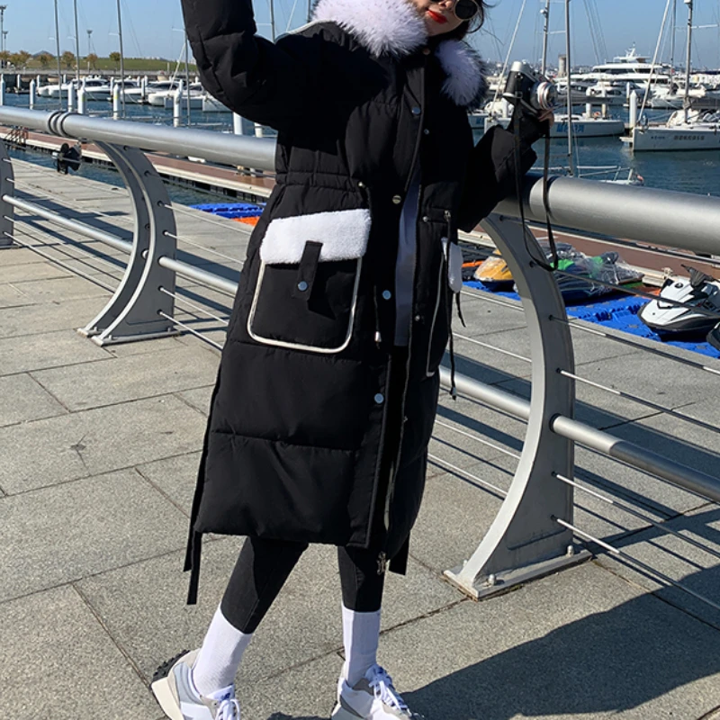 Women's Fashion Mid-length Section Over The Knee Winter Ins Korean Version of Loose Sen Thick Warm Cotton Coat harajuku jacket