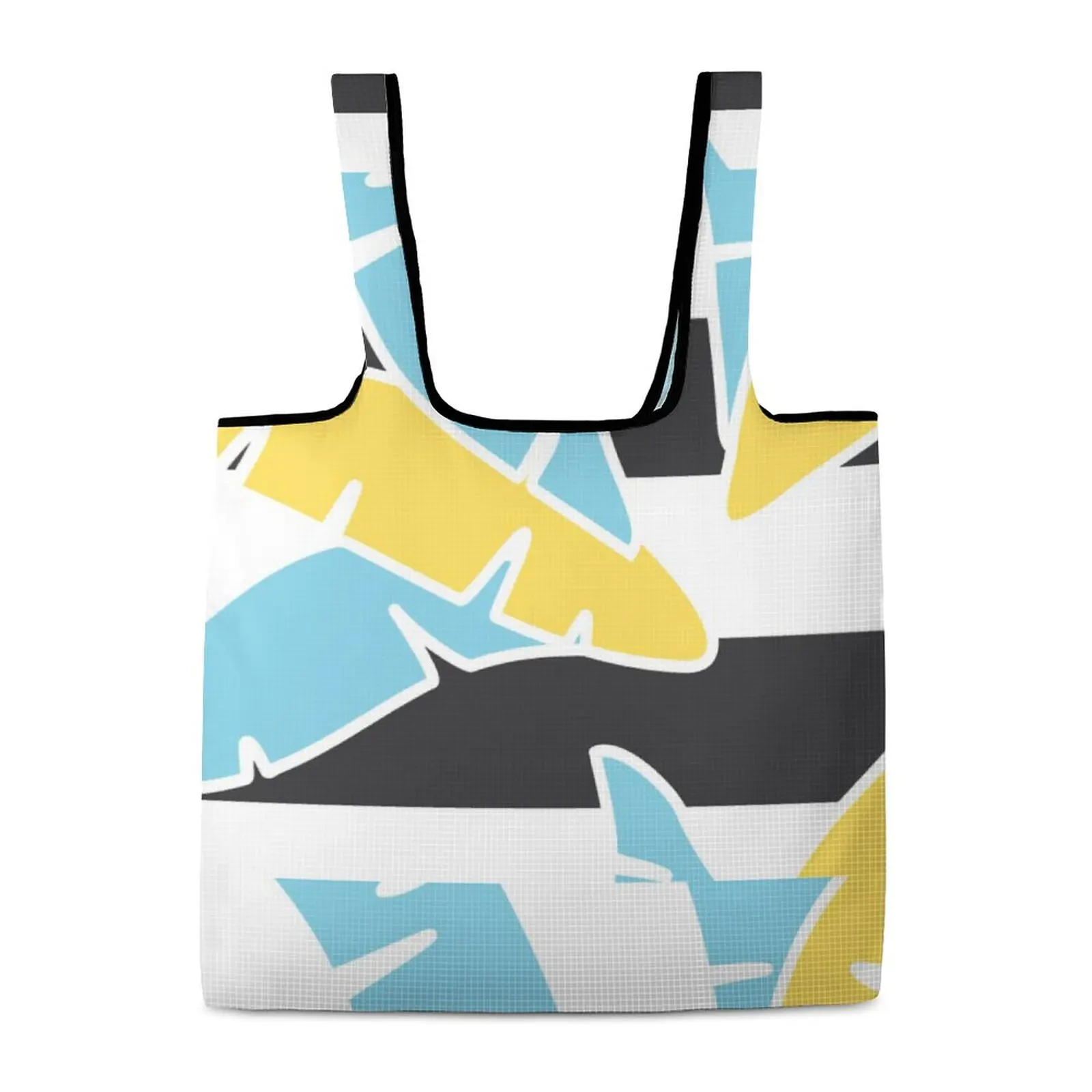 Washable Foldable Shopping Bags Plain Cloth Large Capacity Folding Tote Grocery Organization Beach Shoulder Bag Custom Pattern