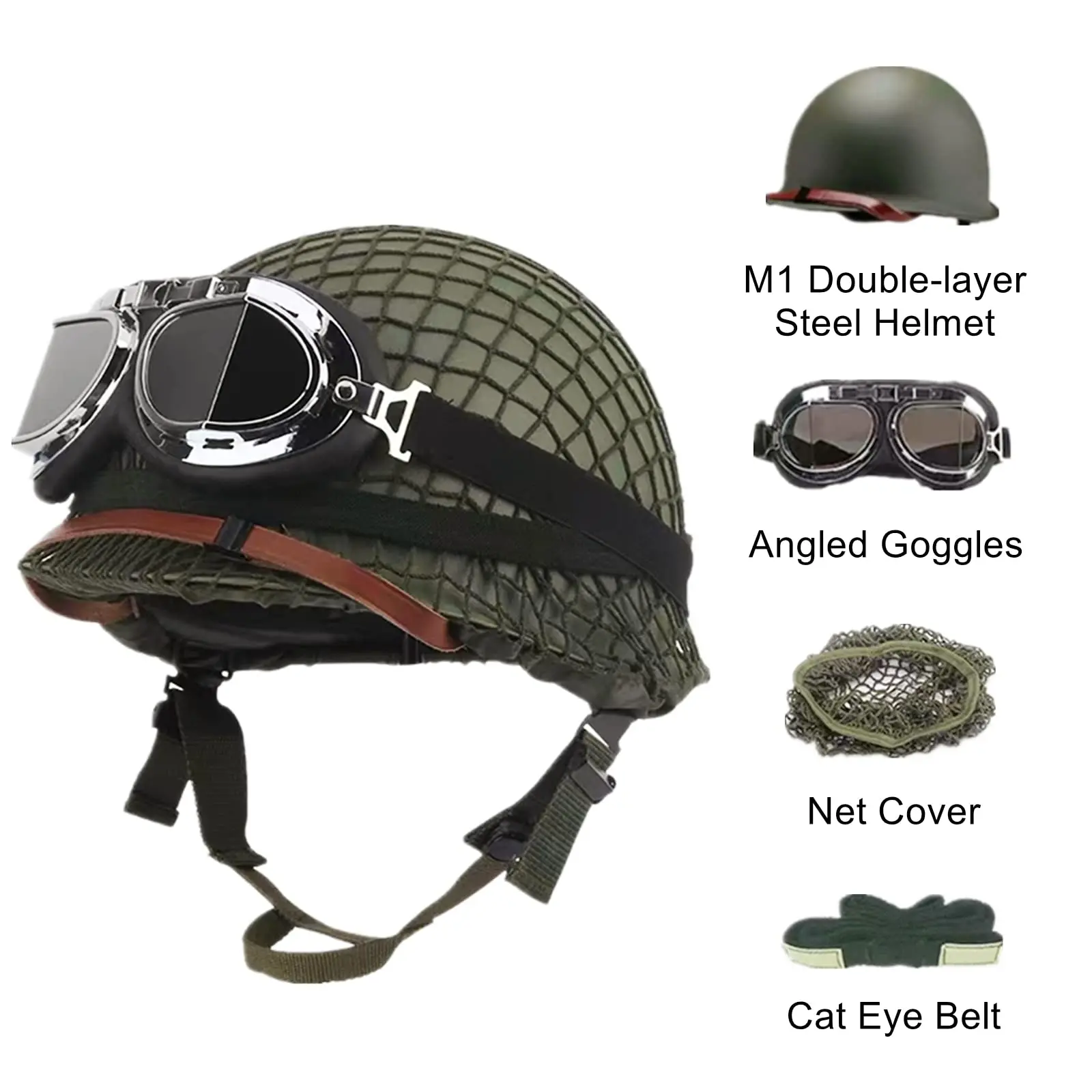 Открытый зеленый шлем WW2 США M1 стальное полевое воспроизведение с сетчатым