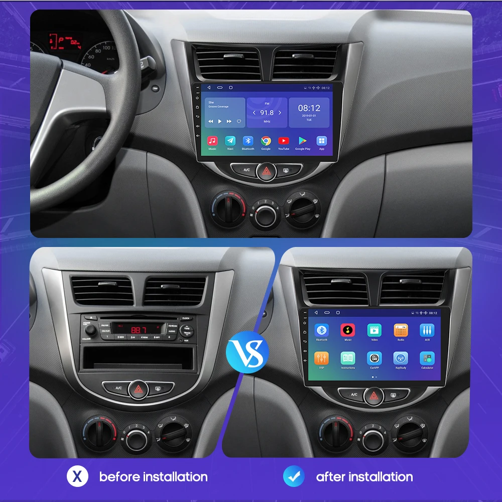 Автомагнитола на Android 10 мультимедийный видеоплеер для Hyundai Solaris Verna 2010-2016