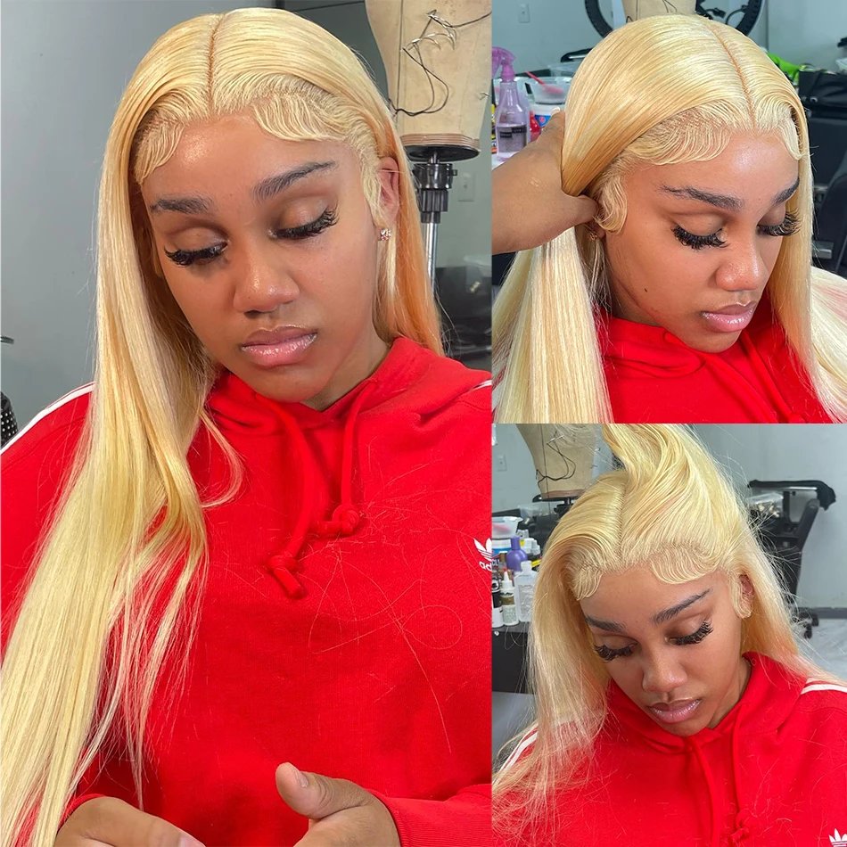 Rosabeauty 30 32 дюйма 13x4 прямые 613 светлые кости человеческие волосы парики Remy цветная