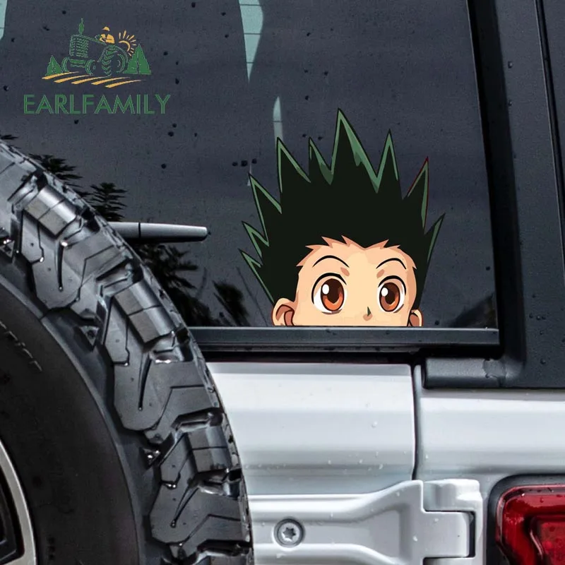 EARLFAMILY 13cm x 12.4cm Chibi Big Head GON FREECSS Car Sticker Anime Hunter × Cartoon Peeker Decal Vinyl Window Stickers |