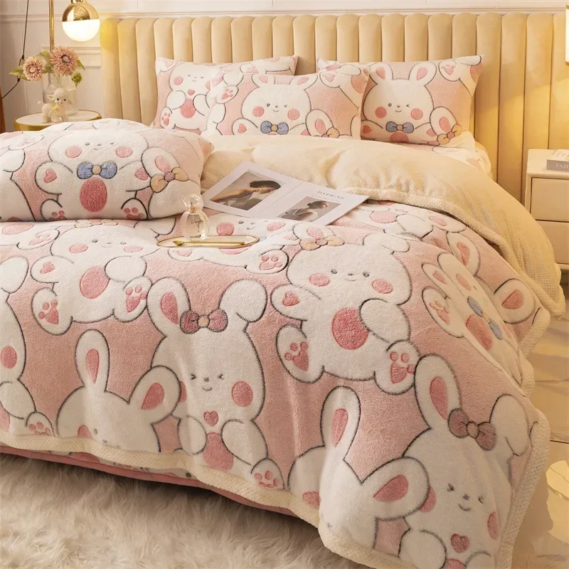 Комплект из 4 предметов утолщенного молочного волокна зимнее постельное белье