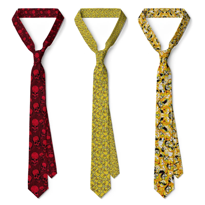 

Fashion Casual Skull Tie For Men 8CM Slim Fit Business Wedding Party Shirt With Tie High Quality Polyester Corbatas Para Hombre