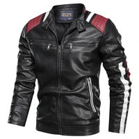 mens autumn fleece leather jacket washed casual loose plus size coat faux leather men clothing6xl