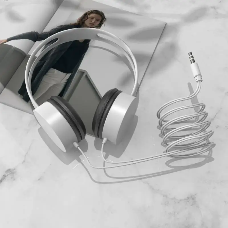 

Over-ear Headset Macaron Color Bass Hifi Sound Music Stereo Earphones 3.5mm Jack Wired Headphones Wired Headset With Microphone