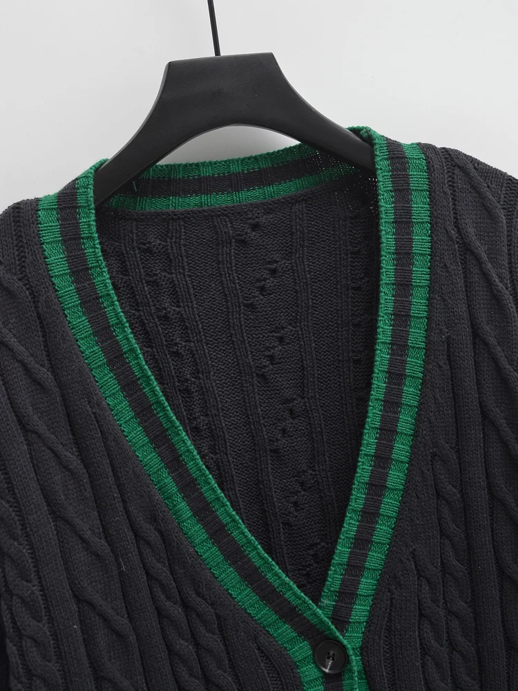 KAOPU ZA женский вязаный кардиган с накладными карманами спереди винтажный