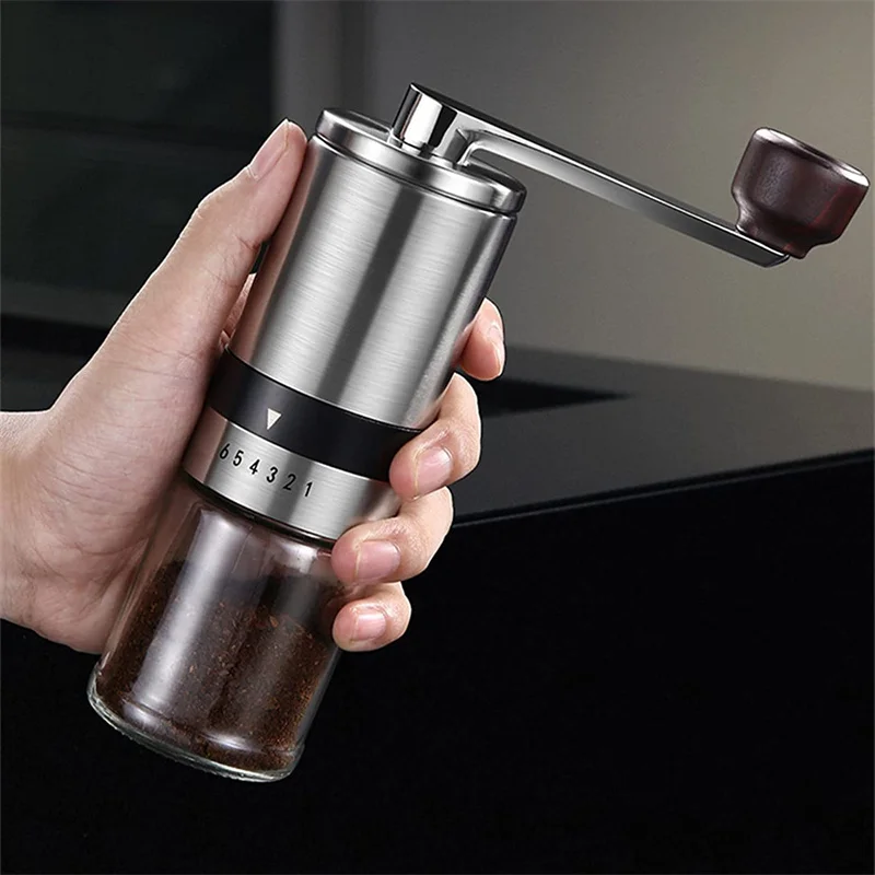 

Ручная кофемолка, портативная ручная кофемолка с керамическими заусенцами 6/8, регулируемая коническая Кофемолка из нержавеющей стали