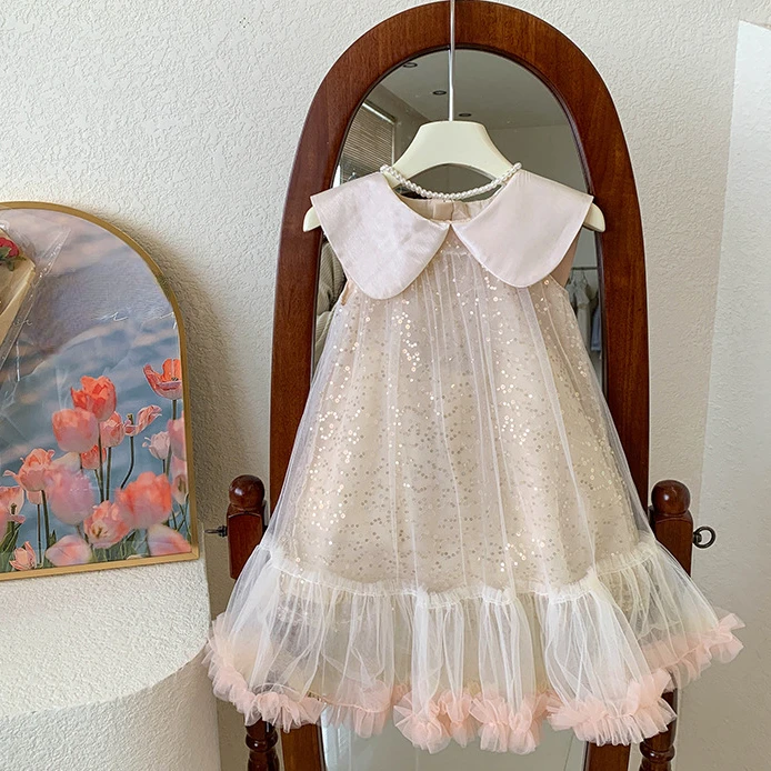 

Baby Girls Dress for Summer Sleeveless Sequnied Vestidos Wedding Party Kids Dresses Girls Princess Children's Dresses
