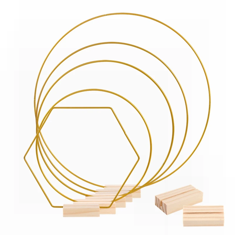 

20-35cm Metal Floral Hoop Artificial Flower Wreath Metal Ring Hoop Centerpieces For Table Wedding Metal Wreath Ring Card Holders